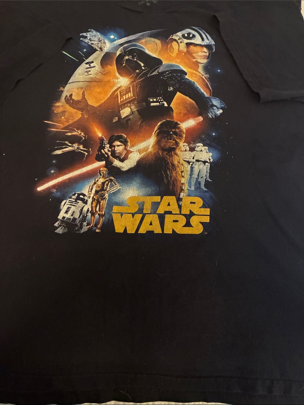 Pre-owned Star Wars Graphic Tee - Black with Yellow Logo Trilogy Artwork